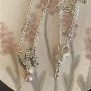 Pink Pearl “Love” Necklace